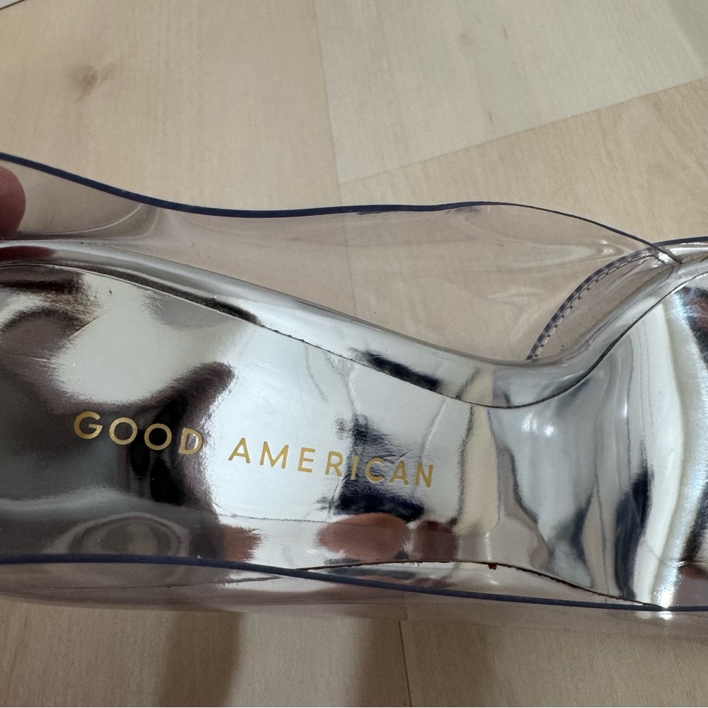 Good American Women's 7.5 Cinder-F*cking-Rella Pointed Toe Pumps Clear Silver - Picture 8 of 12